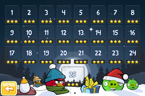 niveaux Angry Birds Noël 3 étoiles