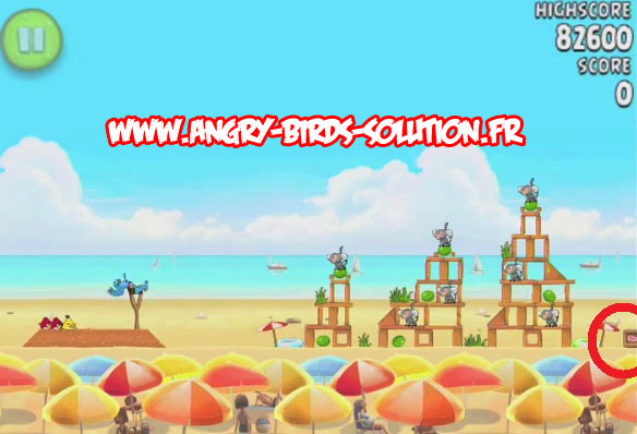Pastèque d'or cachée 1 d'Angry Birds Rio : Beach Volley
